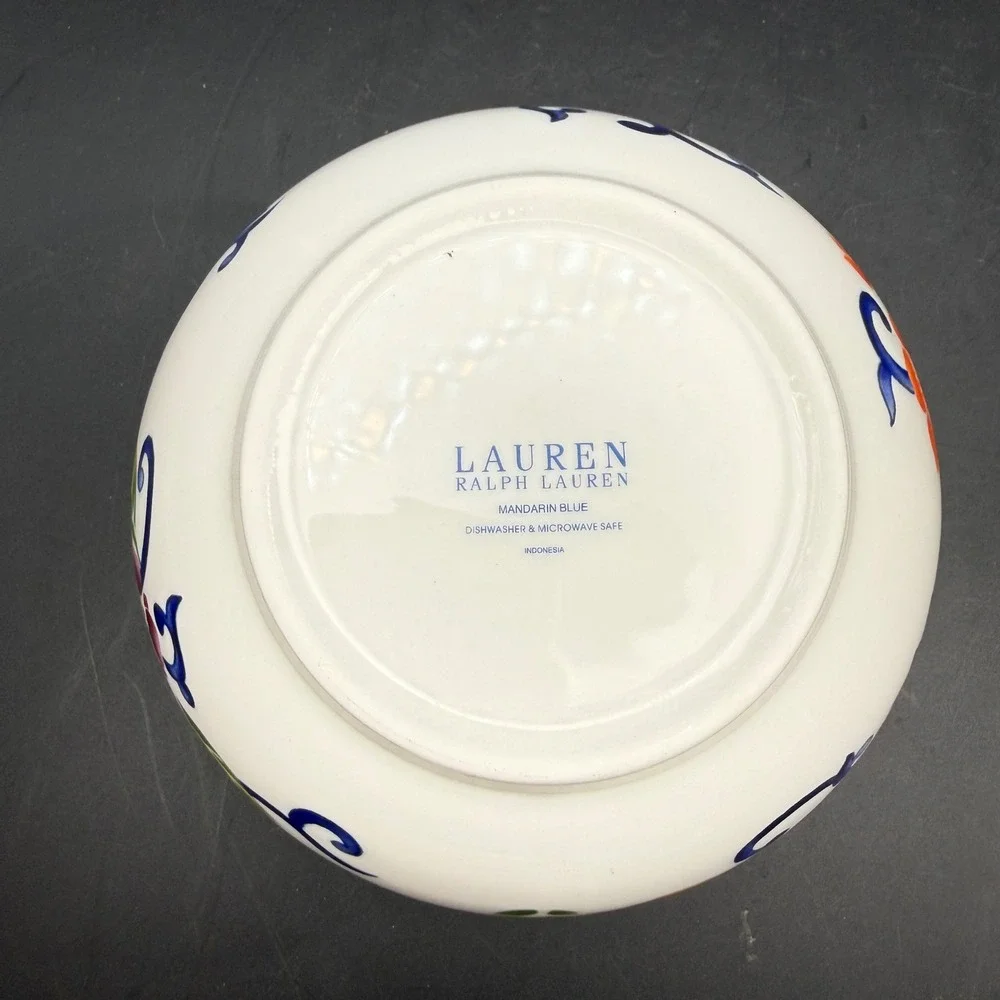 LRL Ralph Lauren Mandarin Blue Coupe Bowls Set of 2 Floral Chinoiserie 6